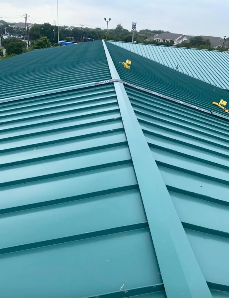 Green commercial metal roof ridge and valley for Metal Roof Repair in Gateway